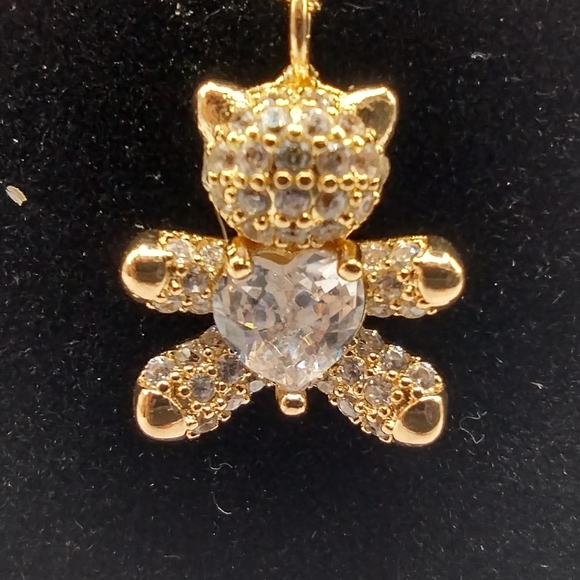 Dainty Gummy Bear Necklace for Women 14K Gold Plated Cubic Zirconia - Picture 2 of 5